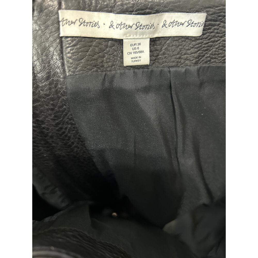 & OTHER STORIES BLACK LEATHER PENCIL SKIRT, SIZE 6 - Picture 4 of 6
